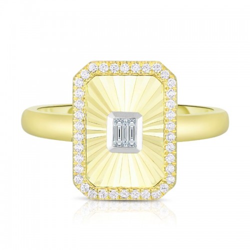 Fluted Baguette and Pave Diamond Ring