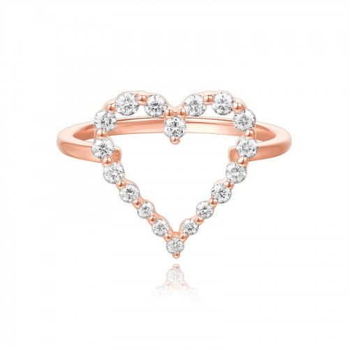 Graduated Diamond Single Prong Heart Ring