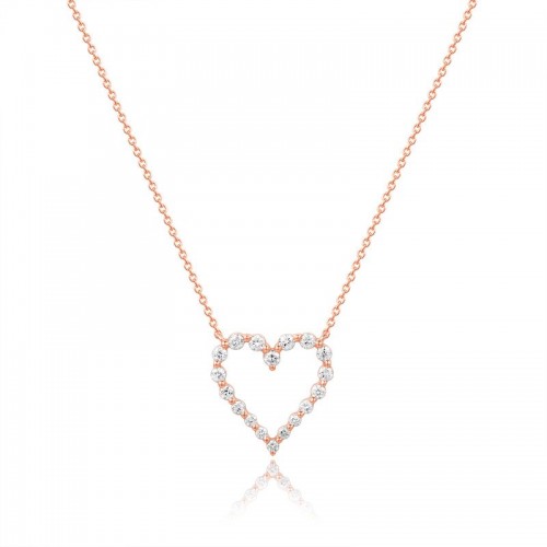 Graduated Diamond Single Prong Heart Necklace