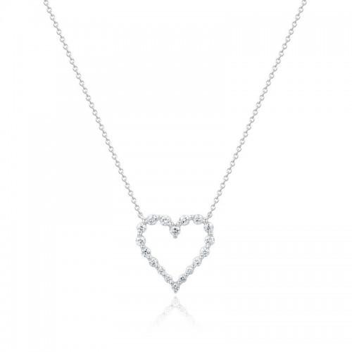 Graduated Diamond Single Prong Heart Necklace