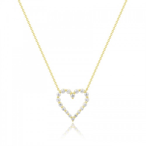 Graduated Diamond Single Prong Heart Necklace