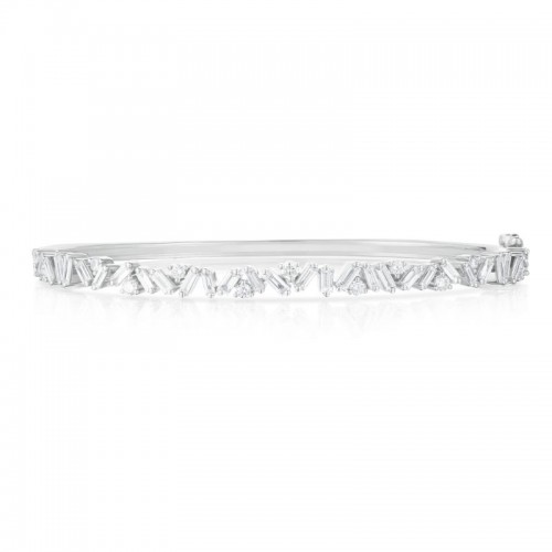 Baguette and Round Diamond Bangle