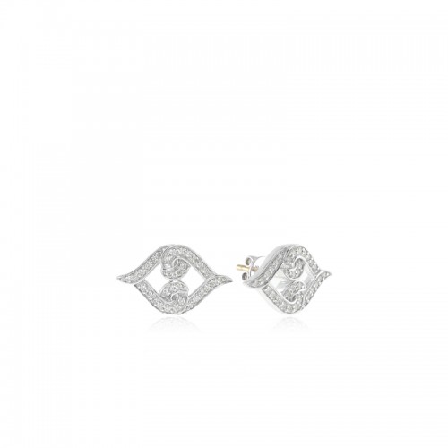 Sterling Silver White Diamond United Love Stud Earrings