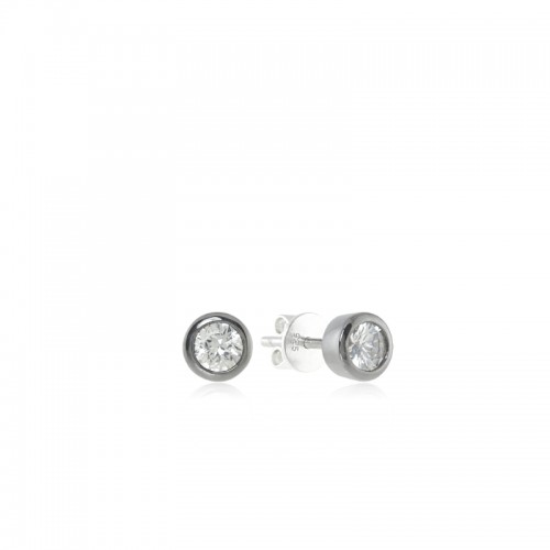 Sterling Silver Black Silver White Sapphire Small Stud Earrings