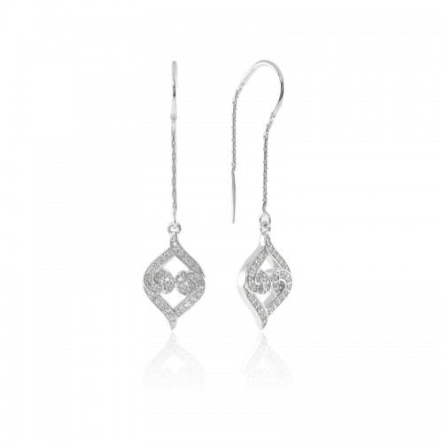 Sterling Silver White Diamond Threader Earrings