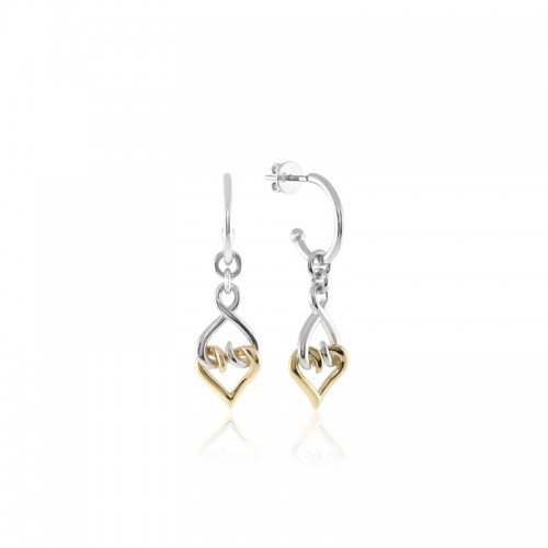 Sterling Silver 14K Solid Gold Hoop Dangle Earrings