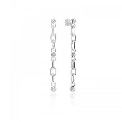 Sterling Silver White Sapphire Long Line Earrings