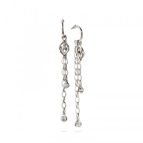 Sterling Silver White Sapphire Dangle Earrings