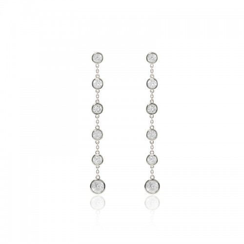 Sterling Silver White Sapphire Long Swing Earrings