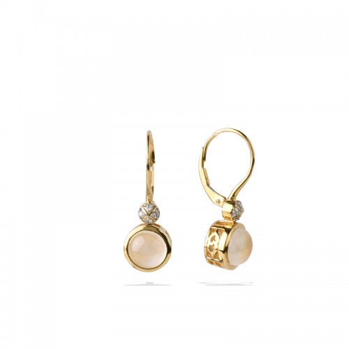 14K Solid Gold Natural White Diamond Ethiopian Opal Dangle Earrings