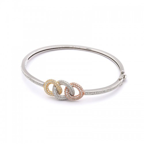 Diamond 3 Circle Tri Color Bangle