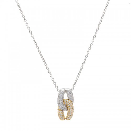 Diamond Two Tone Knot Pendant with Chain