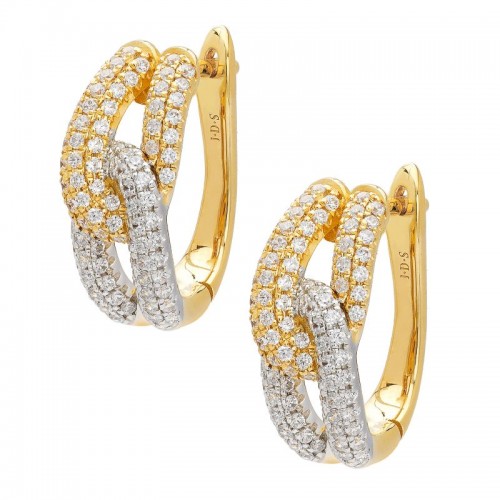 Diamond Two Tone Knot Earrings