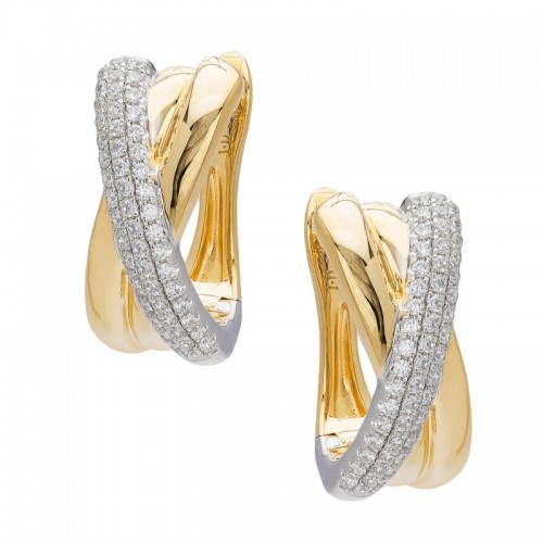 Diamond Two Tone Criss Cross Earrings