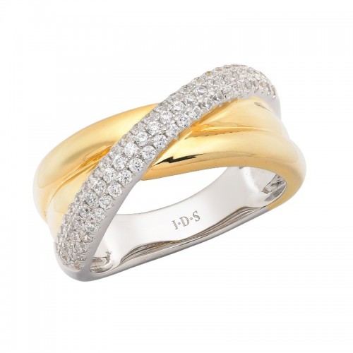 Diamond Two Tone Criss Cross Ring