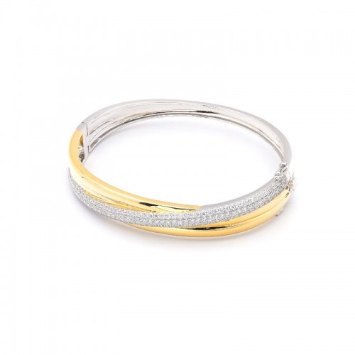 Diamond Two Tone Criss Cross Bangle