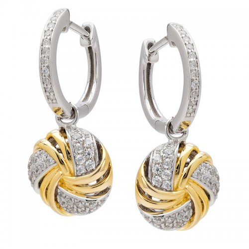 Diamond Two Tone Drop Earrings