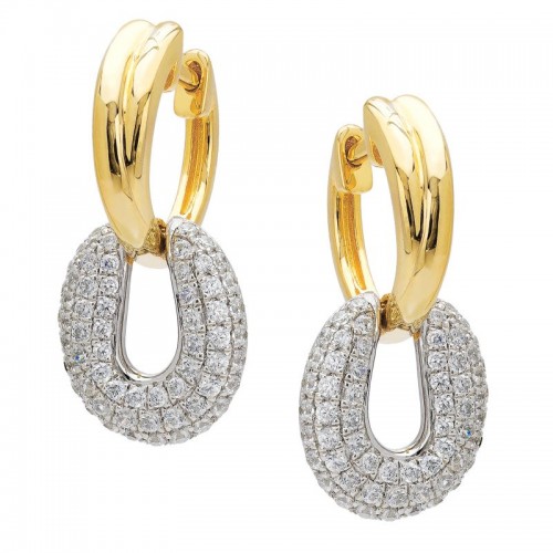 Diamond Two Tone Drop Earrings