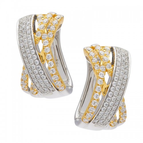 Diamond Two Tone Criss Cross Earrings