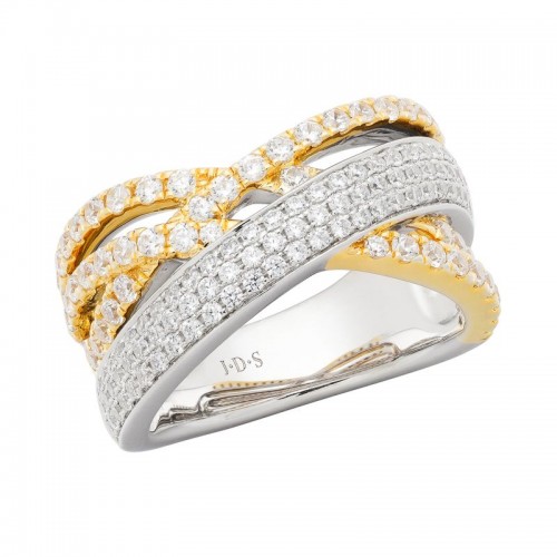 Diamond Two Tone Criss Cross Ring