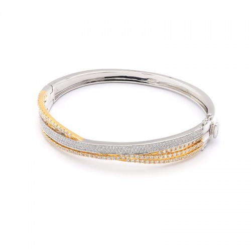 Diamond Two Tone Criss Cross Bangle