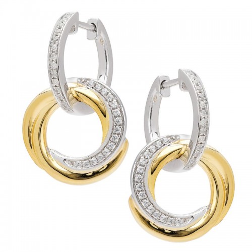 Diamond Two Tone Drop Earrings