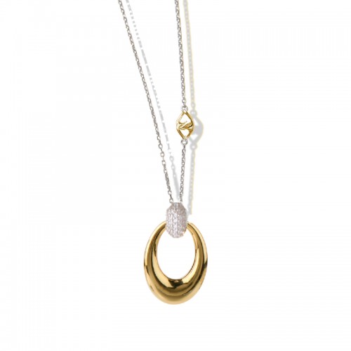 14K Solid Gold Sterling Silver White Sapphire Knocker Necklace