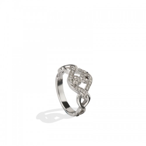 Sterling Silver Natural White Diamond United Love Ring