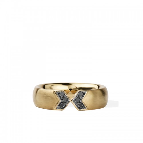 14K Solid Gold Black Diamond Touch Band Ring