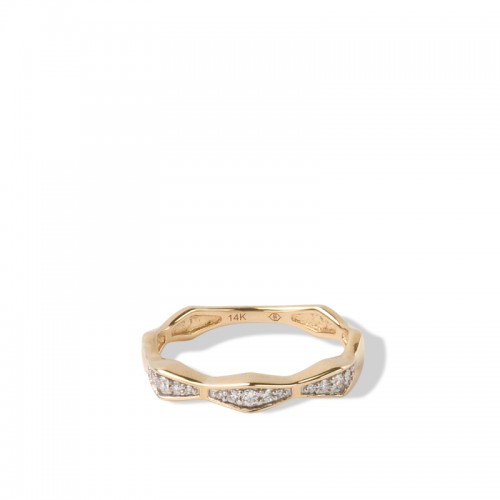 14K Solid Gold Natural White Diamond Double Stack Ring