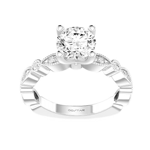 14K White Gold Semi Mount Semi Mount Non-Halo Engagement Ring