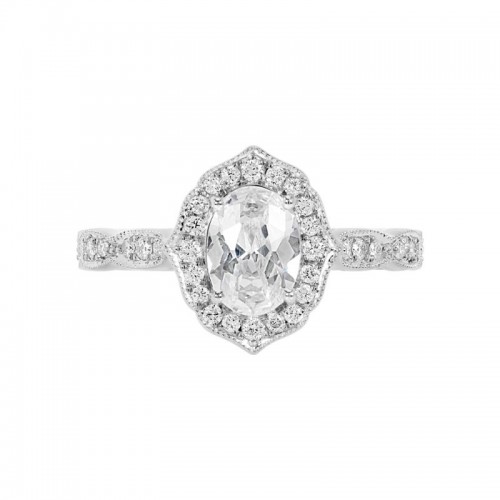 14K White Gold Semi Mount Oval Engagement Ring