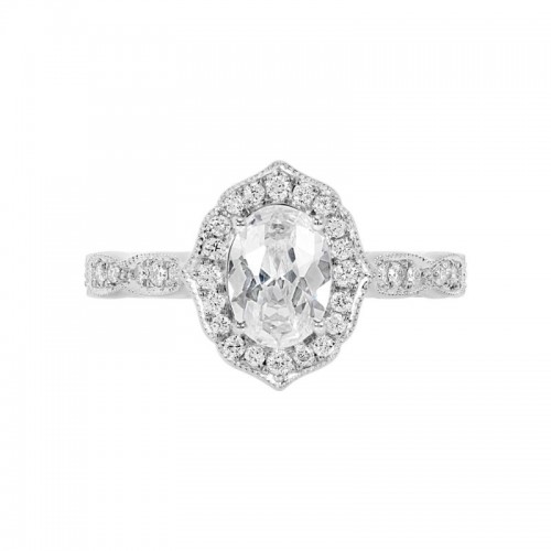 14K White Gold Semi Mount Oval Engagement Ring