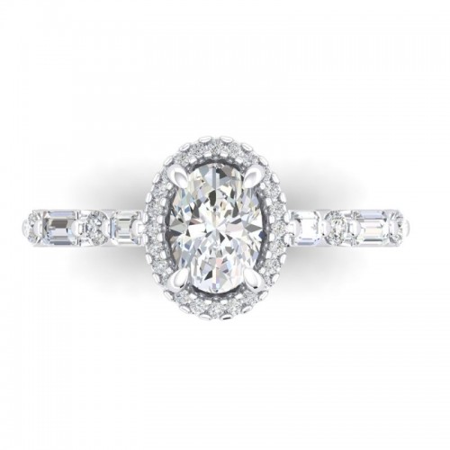 14K White Gold Semi Mount Oval Engagement Ring