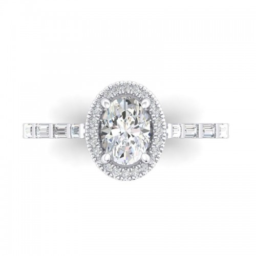 14K White Gold Semi Mount Oval Engagement Ring