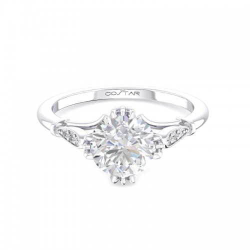 14K White Gold Semi Mount Non-Halo Engagement Ring