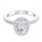 14K White Gold Semi Mount Oval Engagement Ring
