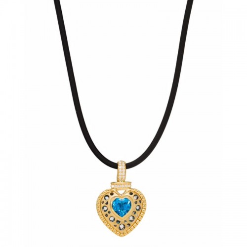 Mirror Collection Clip Top Blue Topaz Heart Pendant
