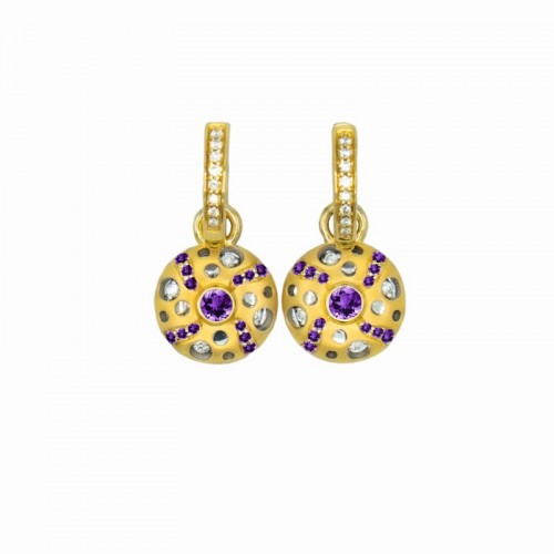Mirror Collection Amethyst Circle Drop Earrings