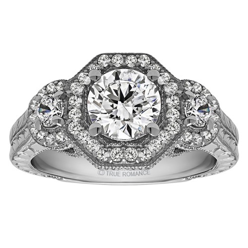 Round Cut Halo Diamond Vintage Semi Mount Engagement Ring