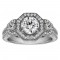 Round Cut Halo Diamond Vintage Semi Mount Engagement Ring