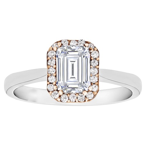 Emerald Cut Halo Diamond Semi Mount Engagement Ring