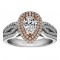 Pear Shape Halo Diamond Vintage Semi Mount Engagement Ring