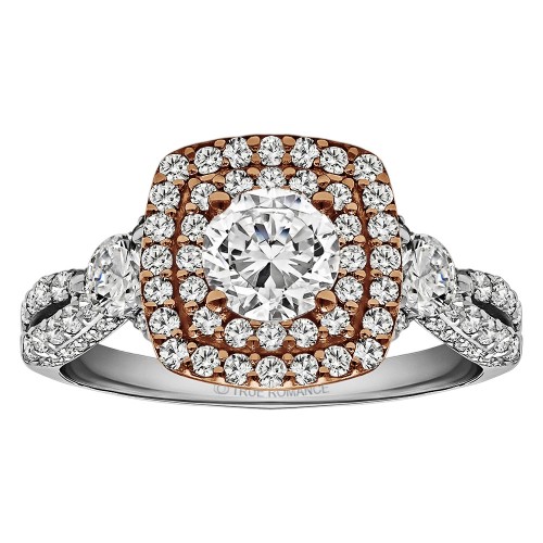 Round Cut Halo Diamond Vintage Semi Mount Engagement Ring