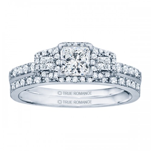 Rm1315-14k White Gold Princess Cut Halo Diamond Semi Mount Engagement Ring