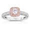 Rm1434rrs -14k Rose Gold Round Cut Double Halo Diamond Vintage Semi Mount Engagement Ring