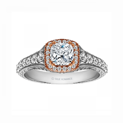 Cushion Cut Halo Diamond Vintage Semi Mount Engagement Ring