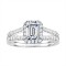 Emerald Cut Split Shank Halo Diamond Semi Mount Engagement Ring