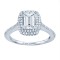 14k White Gold Emerald Cut Double Halo Diamond Semi Mount Engagement Ring