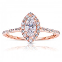 Rm1301m-14k Rose Gold Marquise Cut Halo Diamond Semi Mount Engagement Ring